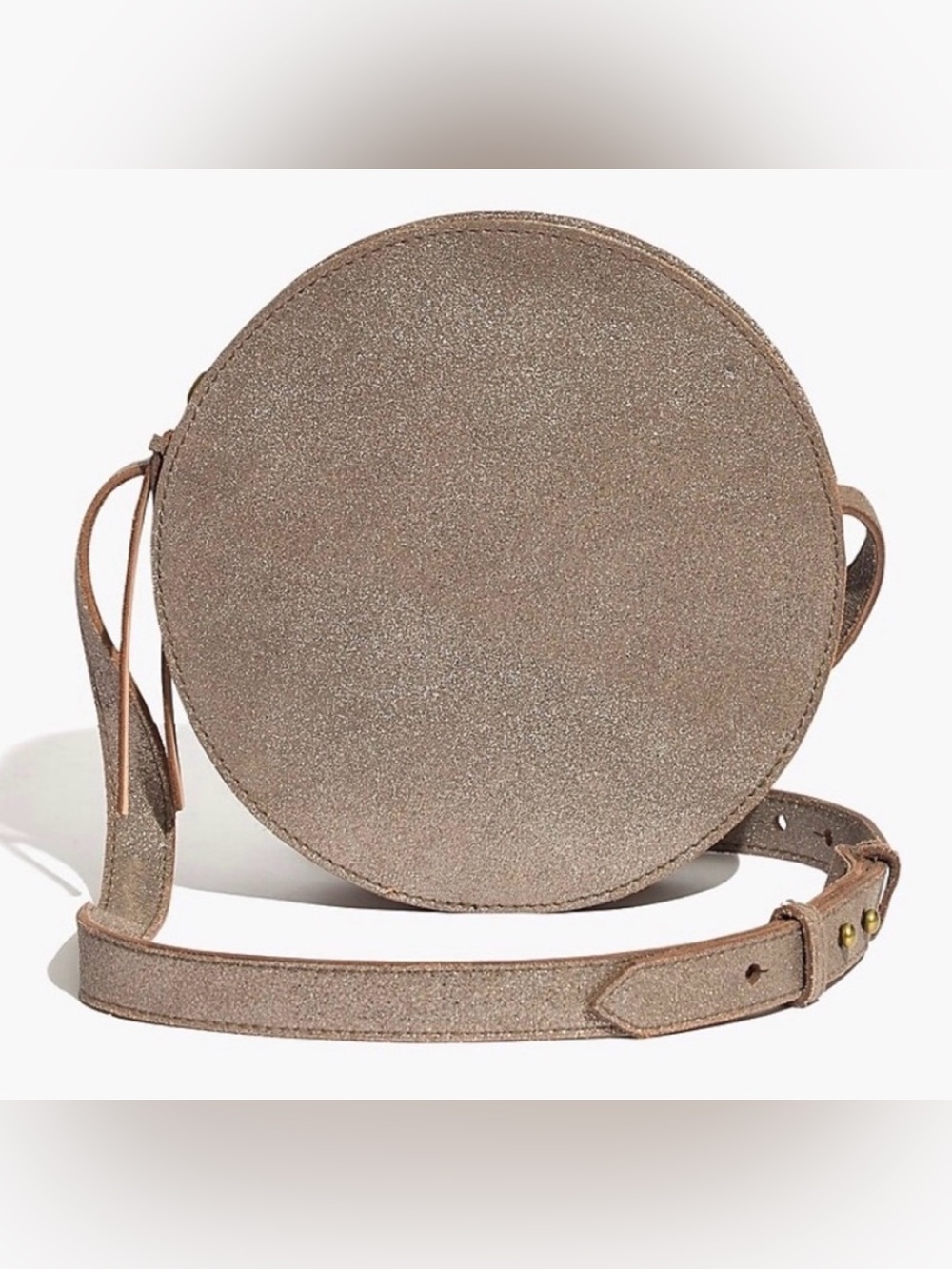 Madewell The Simple Circle Crossbody Leather Bag in Metallic Sand